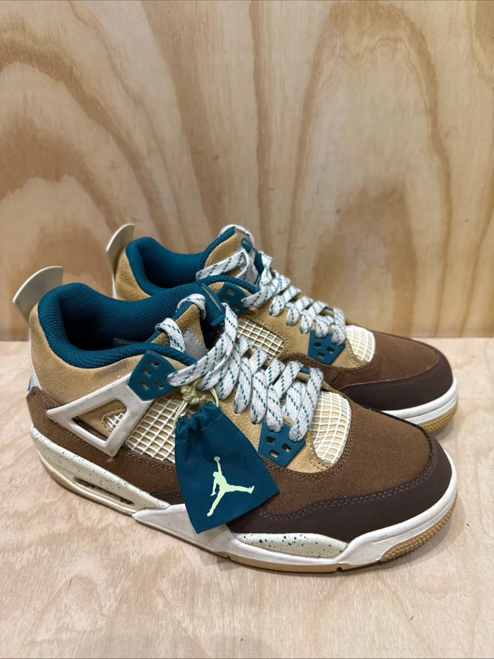 Nike Air Jordan 4 Retro GS Cacao Brown Teal Shoes FB2214-200 Men’s/Boy7, Wmn’s 9
